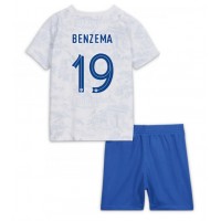 Frankrike Karim Benzema #19 Replika babykläder Bortaställ Barn VM 2022 Kortärmad (+ korta byxor)